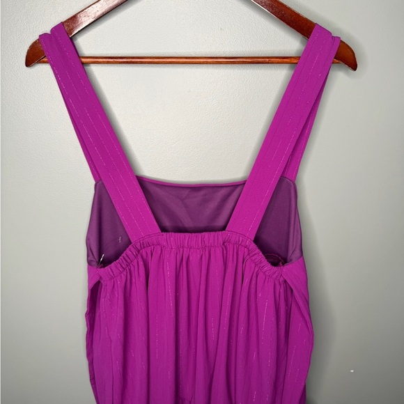 Lucy in the Sky Tiered Tie Back Metallic Threaded Baby Doll Mini Dress - Picture 6 of 10